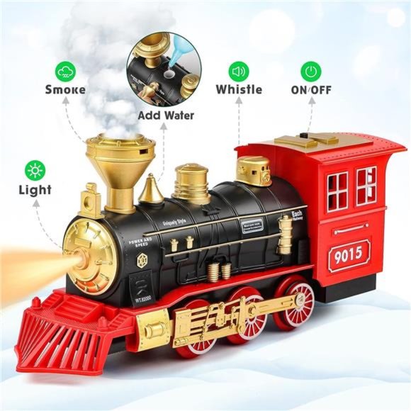 Train Set - Train Toys for Boys Girls w/Smokes, Lights & Sound, Tracks,Toy Train - Picture 6 of 6